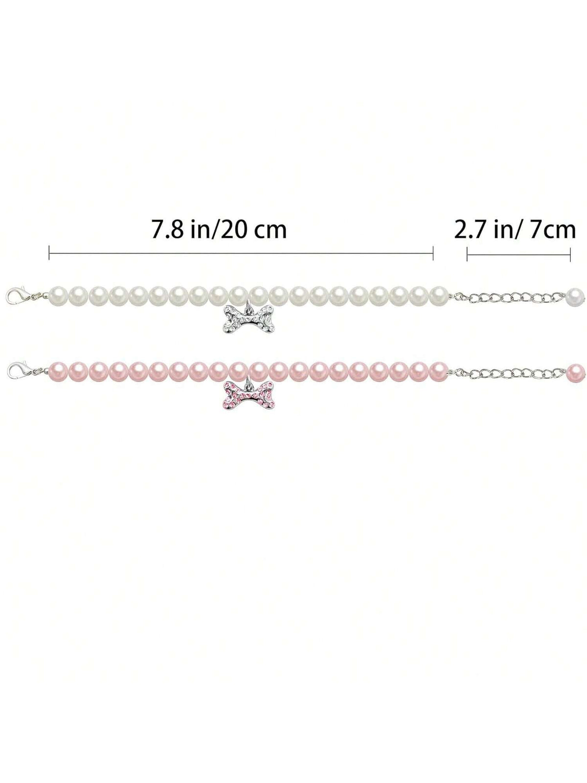 Dog Cat Pearl Collar Necklace With Rhinestone Bone, Fancy Cat Wedding Collar Jewelry For Girl Cat Puppy Dogs Accessories