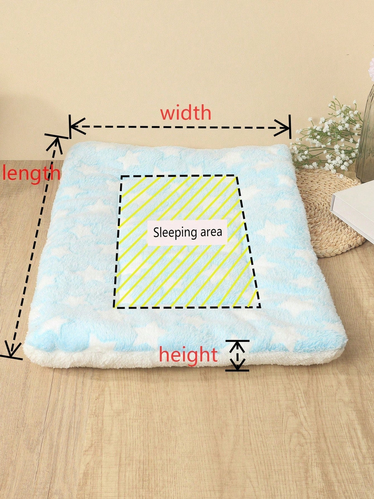 1pc Polyester Star & Heart Breathable Washable Thick Pet Bed Mat For Medium-Small Cats & Dogs, All Seasons (Teddy/Bichon Frise)