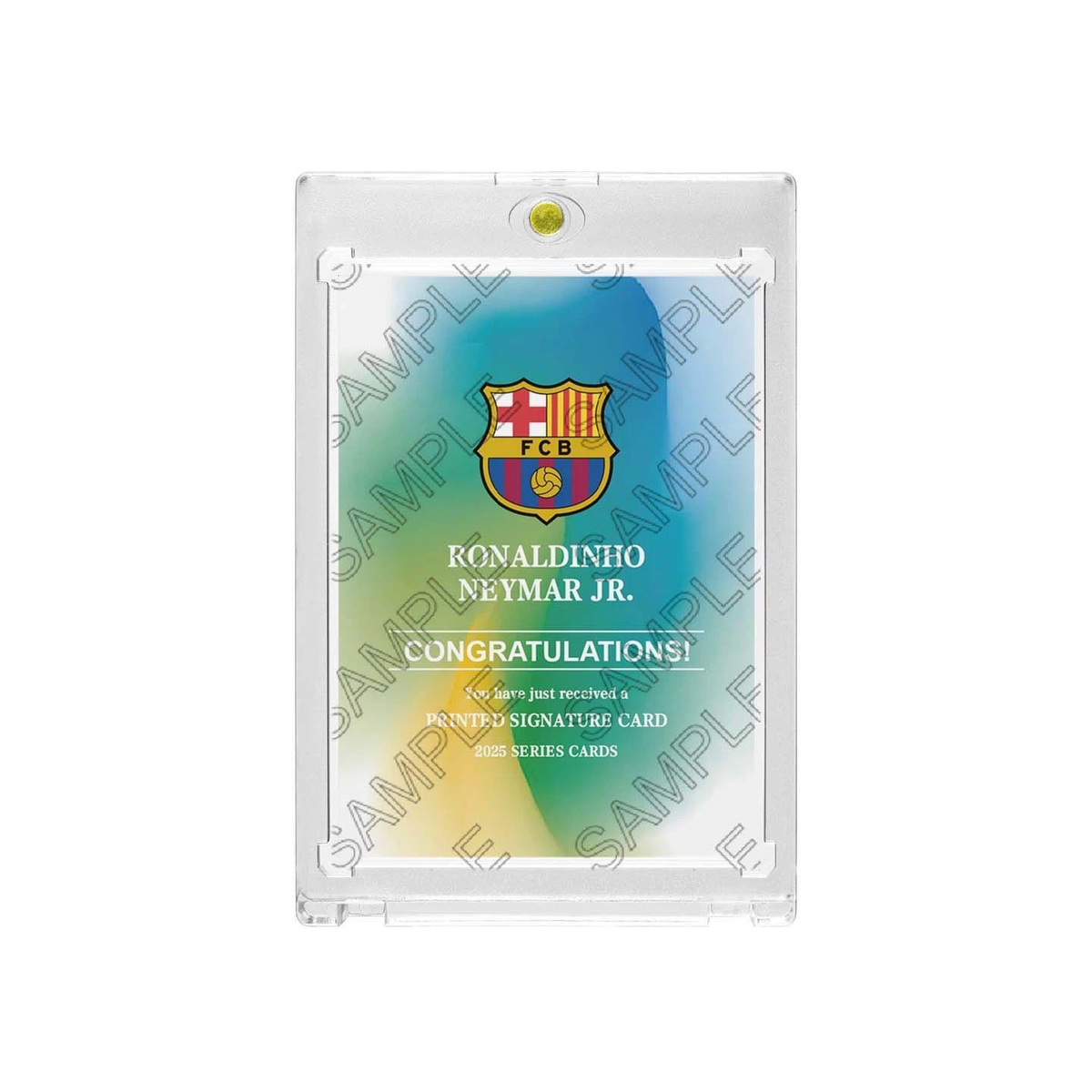 Ronaldinho & Neymar Jr FC Barcelona Lethal Combo Dual Printed‑Signature Collectible Card, Fan‑Made Card with Magnetic One‑Touch Holder