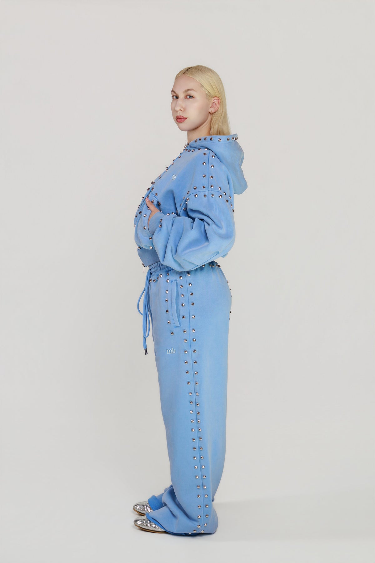LIMITED EDITION -- MARX STUDDED SWEAT JACKET -- BLEU SKIE