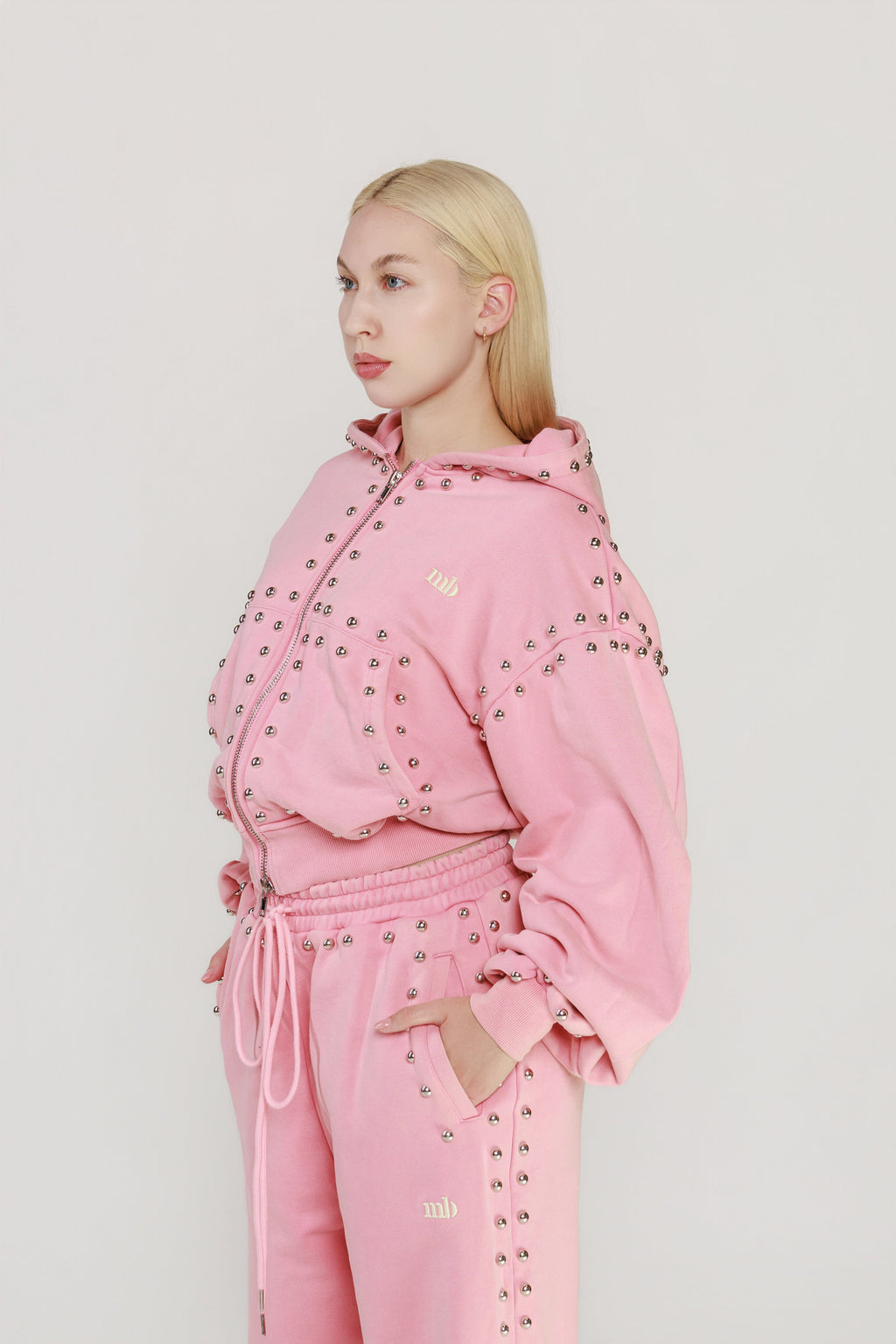 LIMITED EDITION -- MARX STUDDED SWEAT JACKET -- BUBBLE GUM