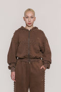 MARX STUDDED SWEAT JACKET -- BROWN