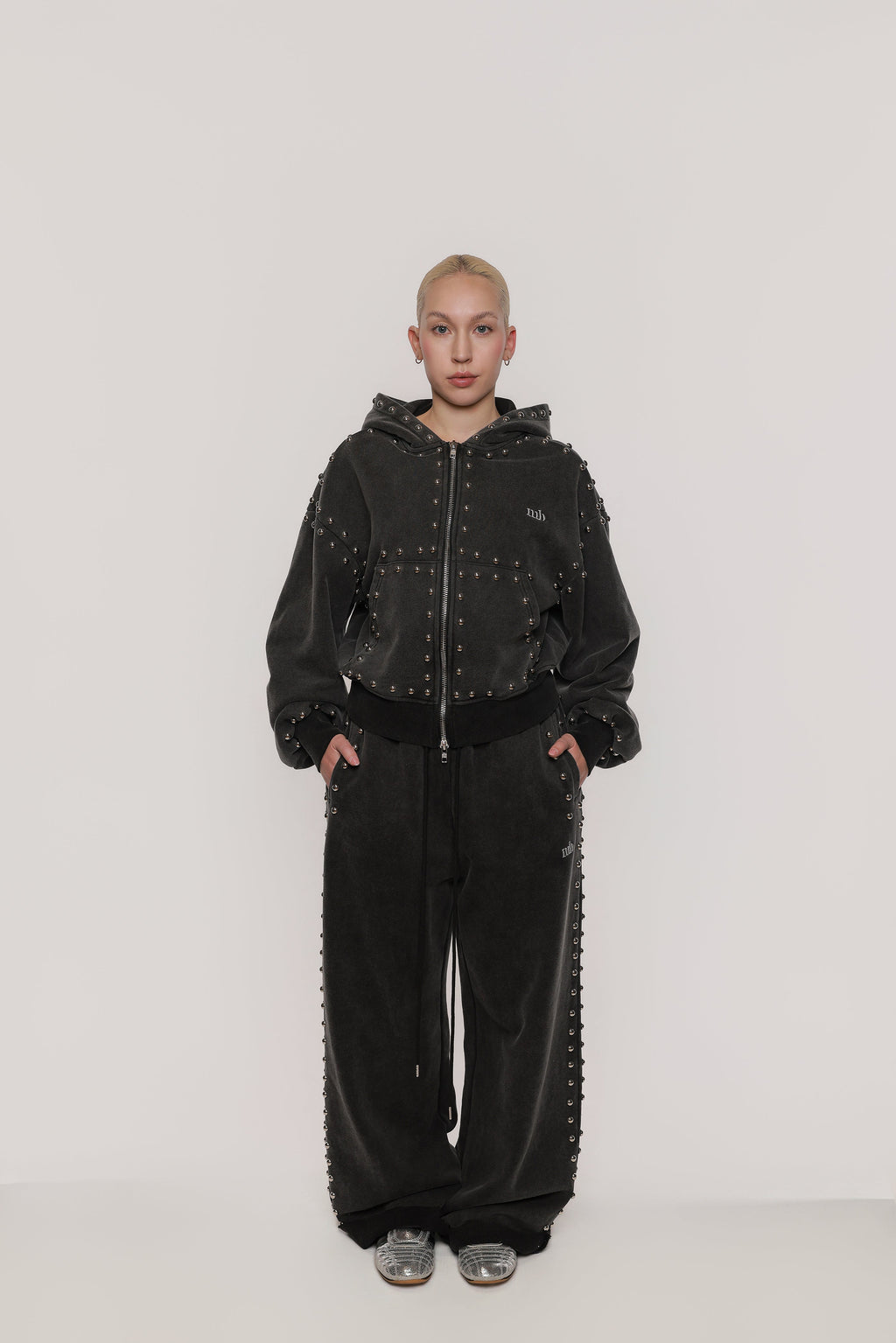 MARX STUDDED SWEAT JACKET -- BLACK