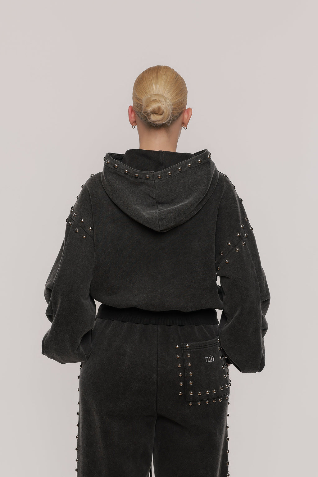 MARX STUDDED SWEAT JACKET -- BLACK