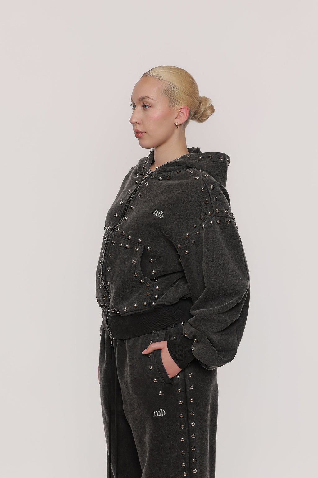 MARX STUDDED SWEAT PANT -- BLACK