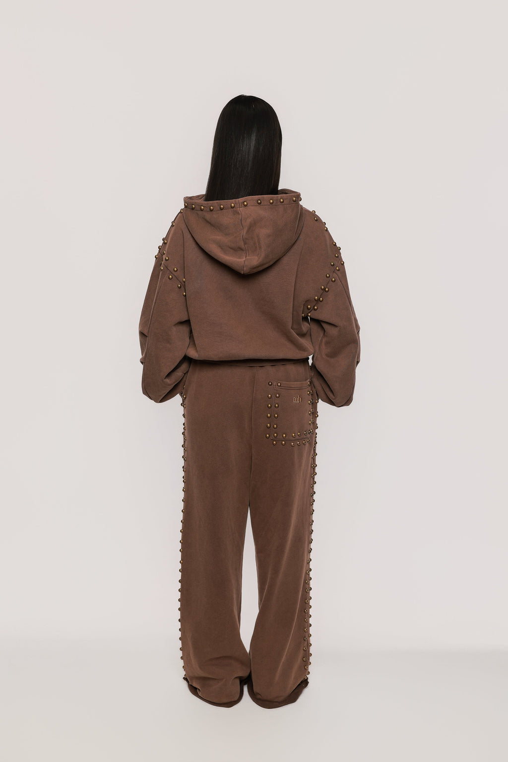 MARX STUDDED SWEAT JACKET -- BROWN