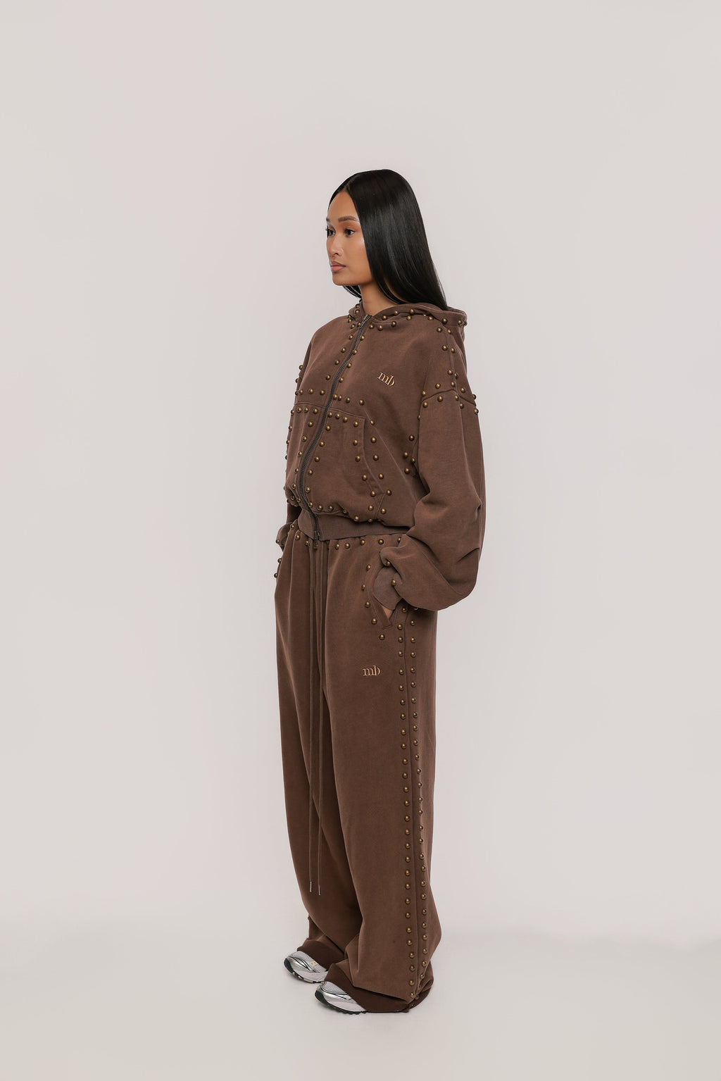 MARX STUDDED SWEAT JACKET -- BROWN